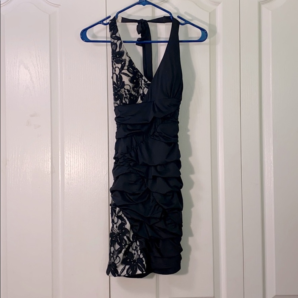 Girls black halter dress